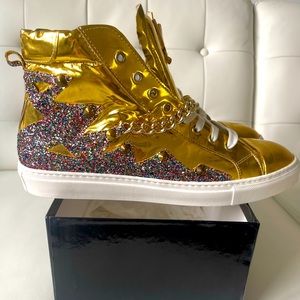 Mauri Mens Gold Sneakers- Batman Glitter Multicolore